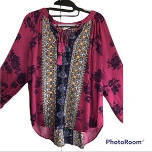 Mason & Belle Large Pink Print Stitch Blouse